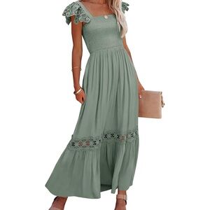 Elegant Green Lace Maxi Dress